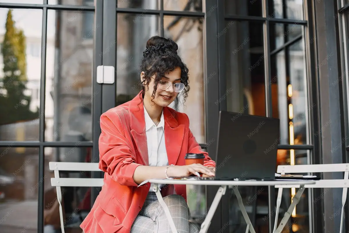 A freelancer working from a cafe